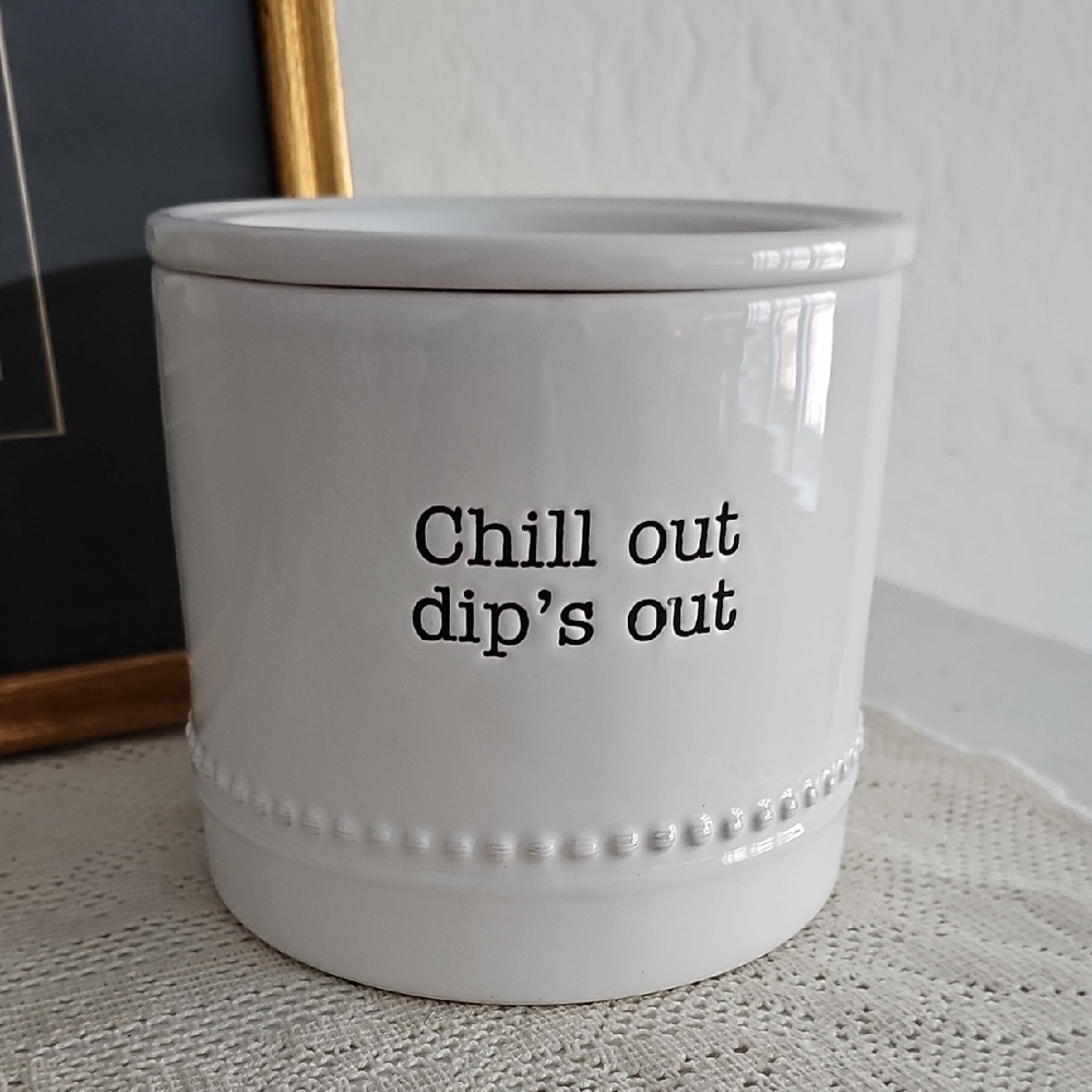 Mud Pie White Ceramic Dip Container